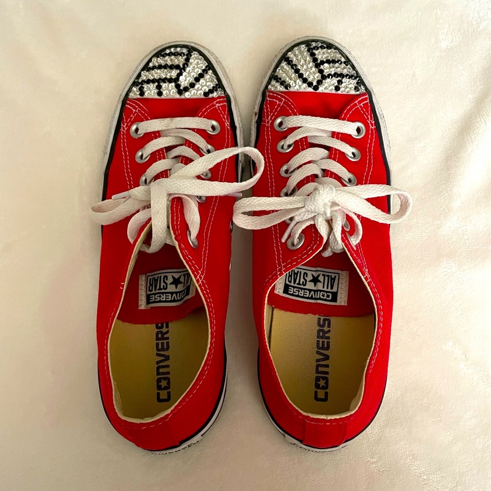 Red Bedazzled Volleyball Converse
